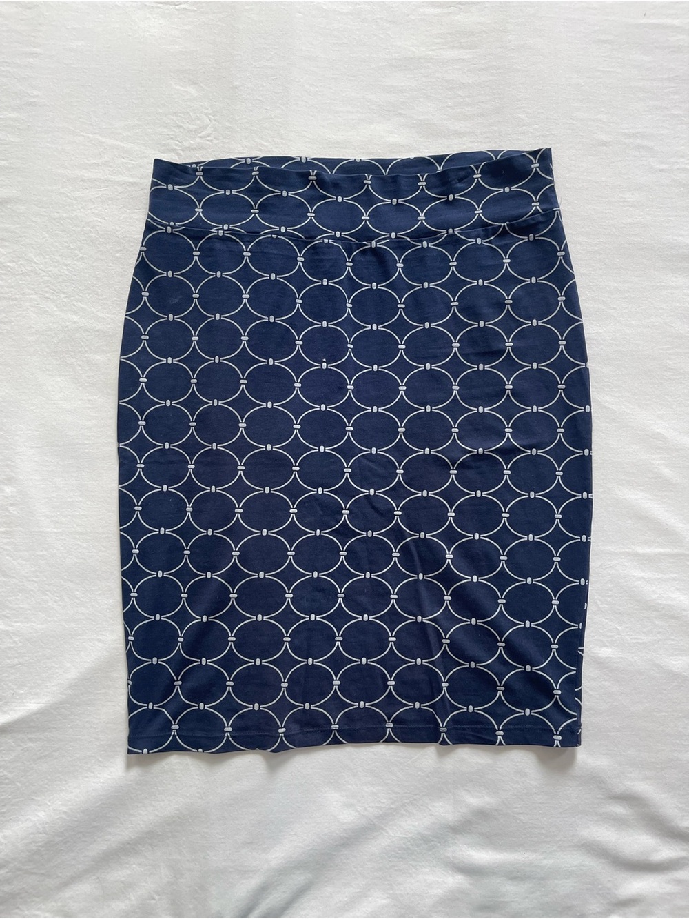 DownEast Navy and White Geometric Pencil Skirt‎